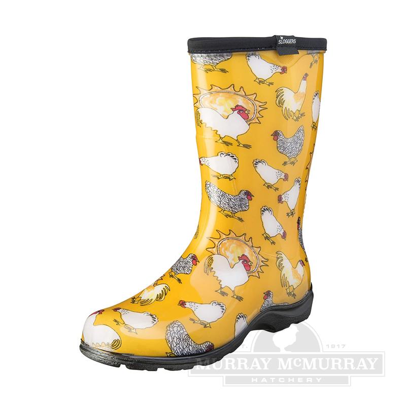 Sloggers 5116CDY09 Size 9 Women's Chicken Print Daffodil Yellow Waterproof Shoe 