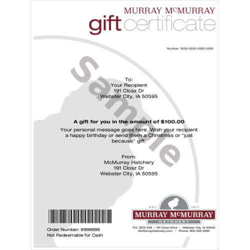 McMurray Hatchery Gift Certificate